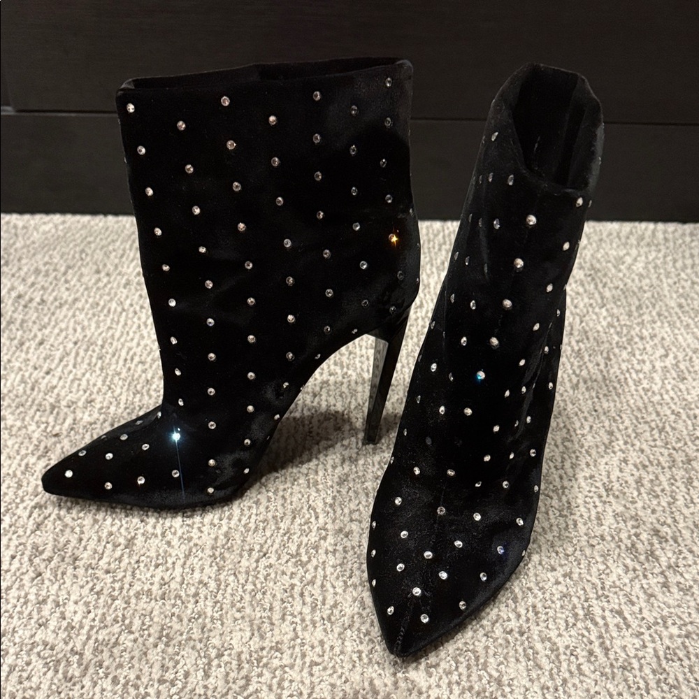 Saint Laurent Black Studded Heeled Boots
